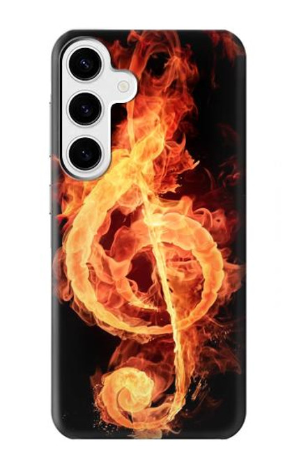 W0493 Music Note Burn Hard Case and Leather Flip Case For Samsung Galaxy S24 Plus