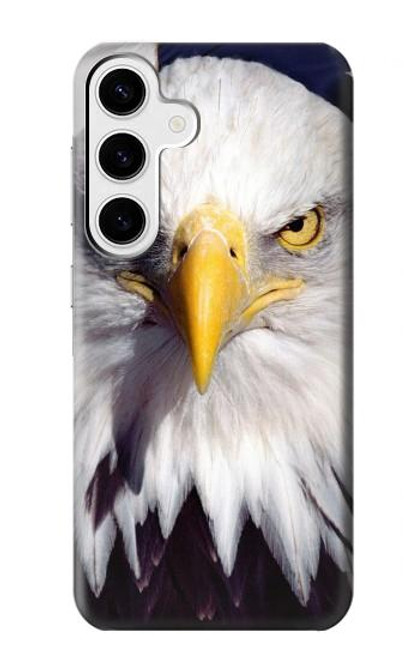 W0854 Eagle American Hard Case and Leather Flip Case For Samsung Galaxy S24 Plus