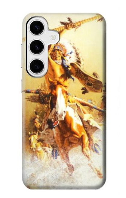 W1087 Red Indian Warrior Hard Case and Leather Flip Case For Samsung Galaxy S24 Plus