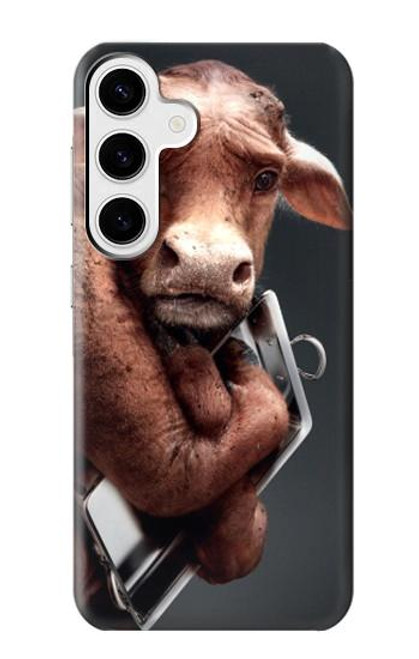 W1271 Crazy Cow Hard Case and Leather Flip Case For Samsung Galaxy S24 Plus