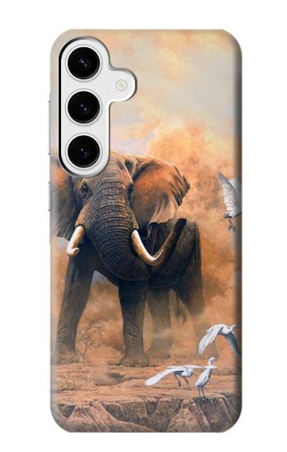 W1292 Dusty Elephant Egrets Hard Case and Leather Flip Case For Samsung Galaxy S24 Plus