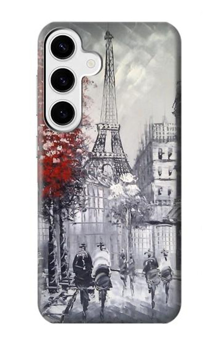 W1295 Eiffel Painting of Paris Hard Case and Leather Flip Case For Samsung Galaxy S24 Plus