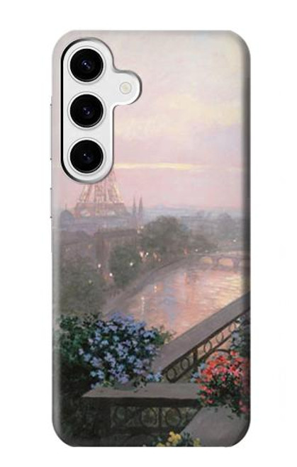 W1443 Terrace in Paris Eifel Hard Case and Leather Flip Case For Samsung Galaxy S24 Plus