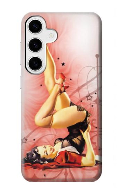 W1669 Pinup Girl Vintage Hard Case and Leather Flip Case For Samsung Galaxy S24 Plus