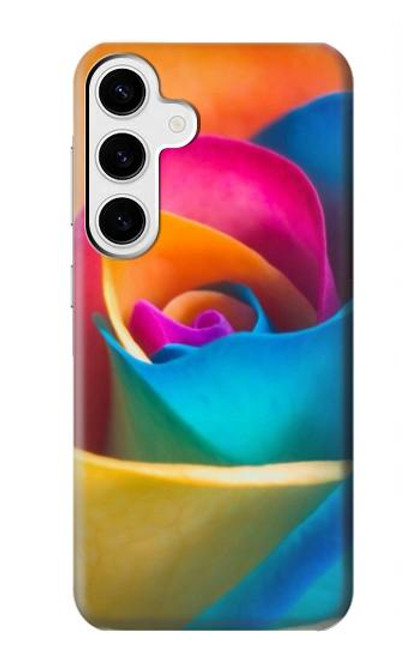 W1671 Rainbow Colorful Rose Hard Case and Leather Flip Case For Samsung Galaxy S24 Plus