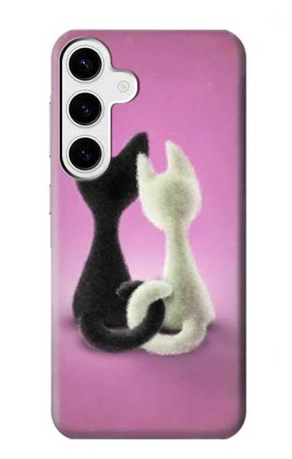 W1832 Love Cat Hard Case and Leather Flip Case For Samsung Galaxy S24 Plus