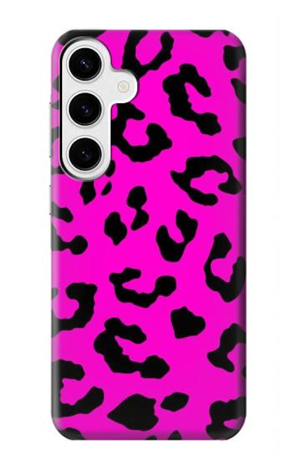 W1850 Pink Leopard Pattern Hard Case and Leather Flip Case For Samsung Galaxy S24 Plus