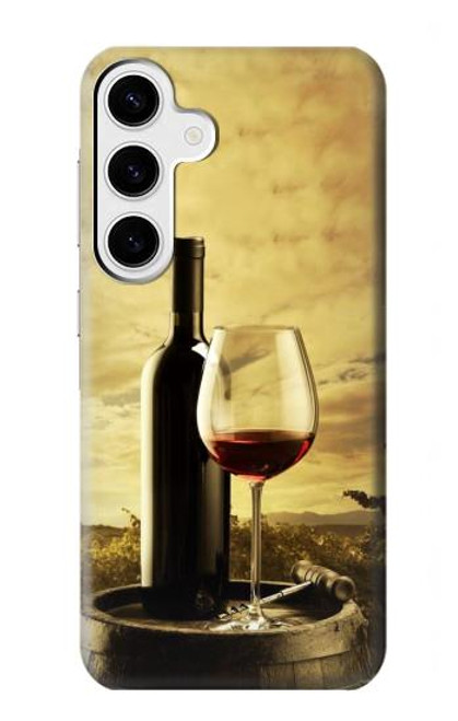 W2042 A Grape Vineyard Grapes Bottle Red Wine Hard Case and Leather Flip Case For Samsung Galaxy S24 Plus