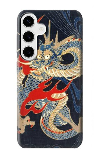 W2073 Japan Dragon Art Hard Case and Leather Flip Case For Samsung Galaxy S24 Plus