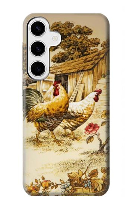 W2181 French Country Chicken Hard Case and Leather Flip Case For Samsung Galaxy S24 Plus