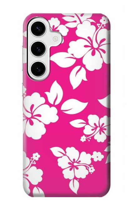 W2246 Hawaiian Hibiscus Pink Pattern Hard Case and Leather Flip Case For Samsung Galaxy S24 Plus