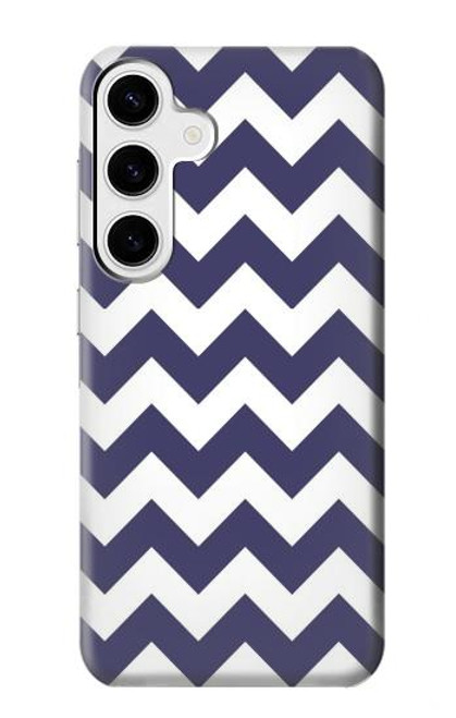 W2345 Navy Blue Shavron Zig Zag Pattern Hard Case and Leather Flip Case For Samsung Galaxy S24 Plus