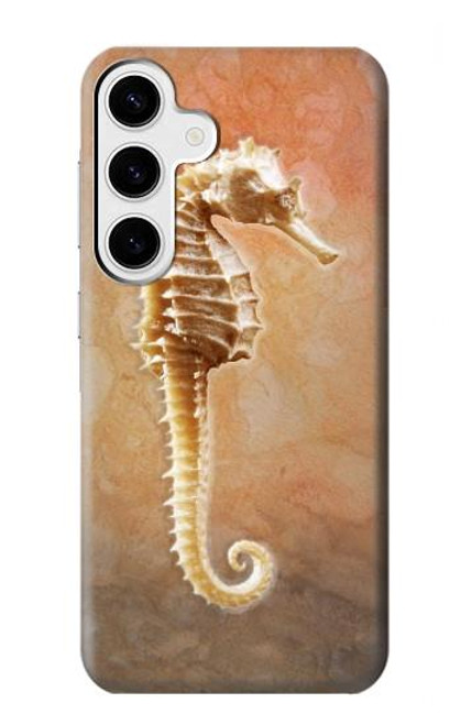 W2674 Seahorse Skeleton Fossil Hard Case and Leather Flip Case For Samsung Galaxy S24 Plus