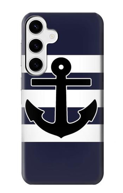 W2758 Anchor Navy Hard Case and Leather Flip Case For Samsung Galaxy S24 Plus