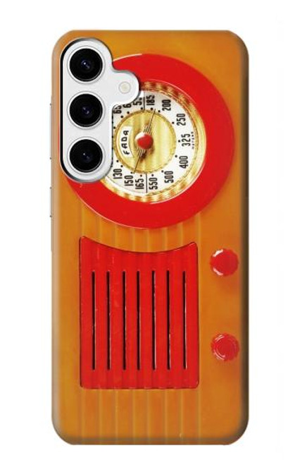 W2780 Vintage Orange Bakelite Radio Hard Case and Leather Flip Case For Samsung Galaxy S24 Plus