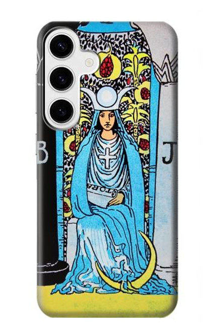 W2837 The High Priestess Vintage Tarot Card Hard Case and Leather Flip Case For Samsung Galaxy S24 Plus