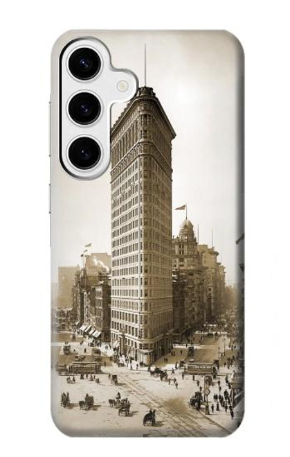 W3046 Old New York Flatiron Building Hard Case and Leather Flip Case For Samsung Galaxy S24 Plus