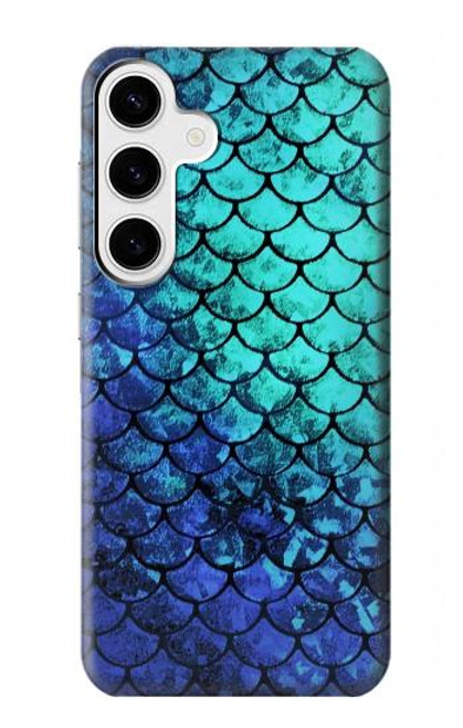 W3047 Green Mermaid Fish Scale Hard Case and Leather Flip Case For Samsung Galaxy S24 Plus