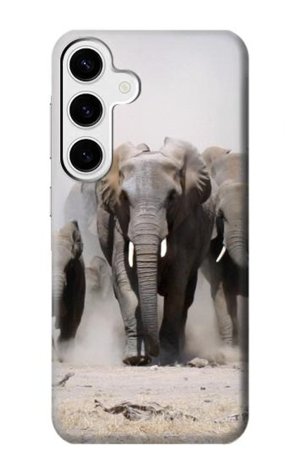 W3142 African Elephant Hard Case and Leather Flip Case For Samsung Galaxy S24 Plus