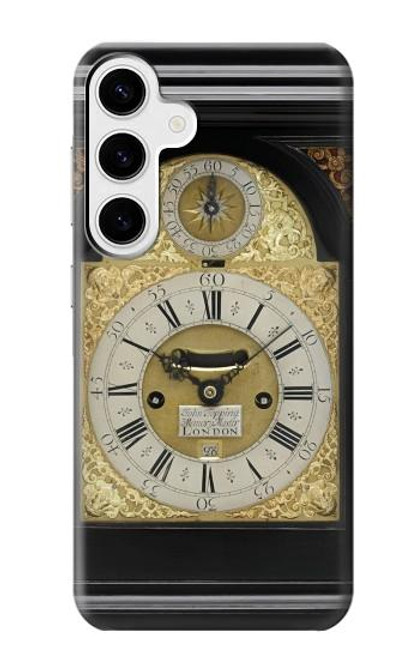 W3144 Antique Bracket Clock Hard Case and Leather Flip Case For Samsung Galaxy S24 Plus