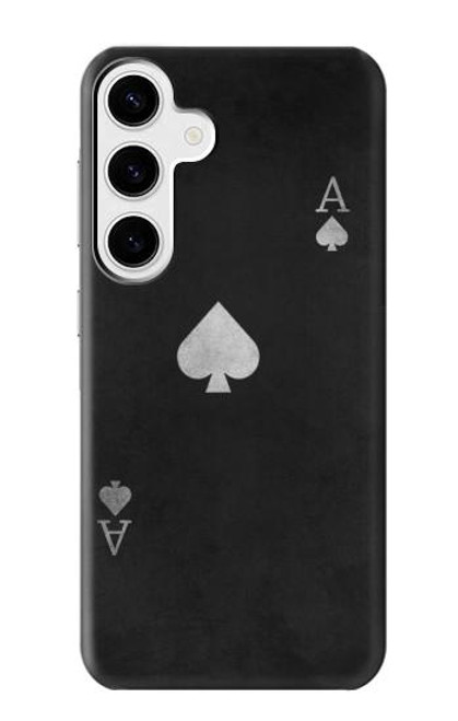 W3152 Black Ace of Spade Hard Case and Leather Flip Case For Samsung Galaxy S24 Plus