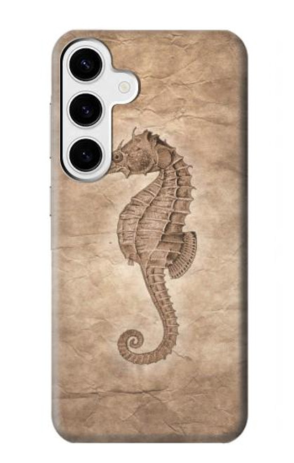 W3214 Seahorse Skeleton Fossil Hard Case and Leather Flip Case For Samsung Galaxy S24 Plus