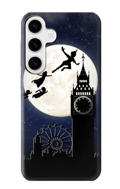 W3249 Peter Pan Fly Full Moon Night Hard Case and Leather Flip Case For Samsung Galaxy S24 Plus