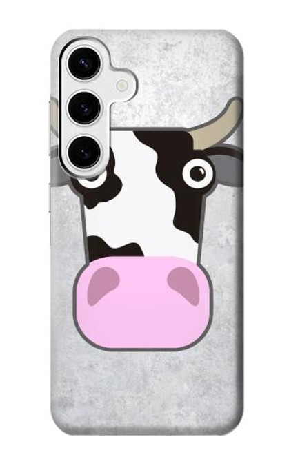 W3257 Cow Cartoon Hard Case and Leather Flip Case For Samsung Galaxy S24 Plus