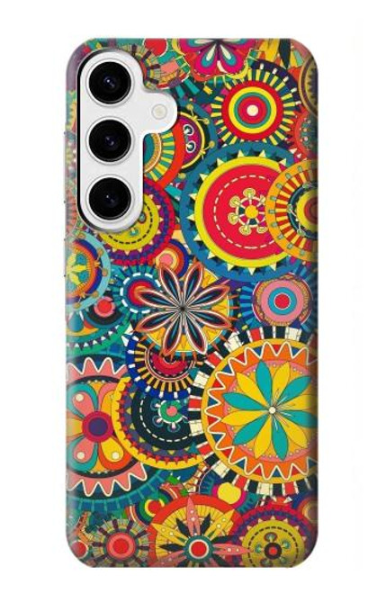 W3272 Colorful Pattern Hard Case and Leather Flip Case For Samsung Galaxy S24 Plus