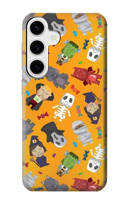 W3275 Cute Halloween Cartoon Pattern Hard Case and Leather Flip Case For Samsung Galaxy S24 Plus