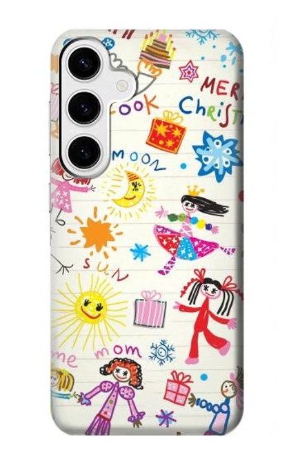 W3280 Kids Drawing Hard Case and Leather Flip Case For Samsung Galaxy S24 Plus