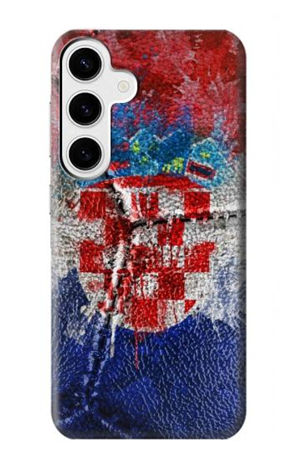 W3313 Croatia Flag Vintage Football Graphic Hard Case and Leather Flip Case For Samsung Galaxy S24 Plus