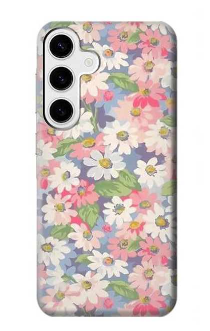 W3688 Floral Flower Art Pattern Hard Case and Leather Flip Case For Samsung Galaxy S24 Plus