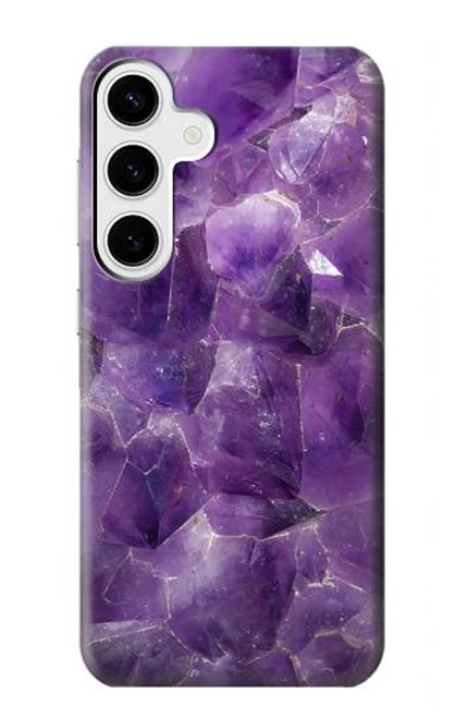 W3713 Purple Quartz Amethyst Graphic Printed Hard Case and Leather Flip Case For Samsung Galaxy S24 Plus