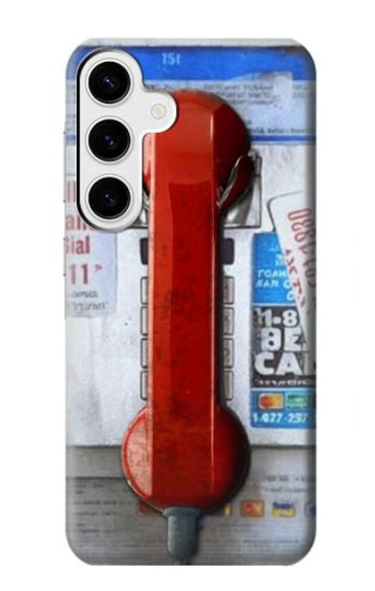 W3925 Collage Vintage Pay Phone Hard Case and Leather Flip Case For Samsung Galaxy S24 Plus