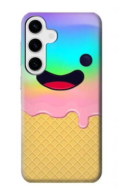 W3939 Ice Cream Cute Smile Hard Case and Leather Flip Case For Samsung Galaxy S24 Plus