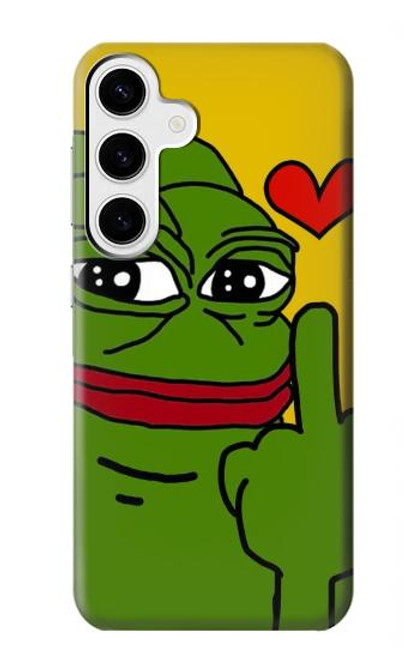 W3945 Pepe Love Middle Finger Hard Case and Leather Flip Case For Samsung Galaxy S24 Plus