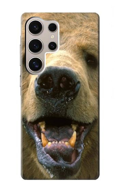 W0840 Grizzly Bear Face Hard Case and Leather Flip Case For Samsung Galaxy S24 Ultra