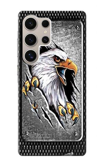 W0855 Eagle Metal Hard Case and Leather Flip Case For Samsung Galaxy S24 Ultra