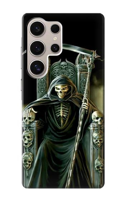 W1024 Grim Reaper Skeleton King Hard Case and Leather Flip Case For Samsung Galaxy S24 Ultra