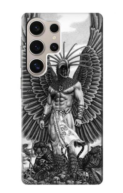 W1235 Aztec Warrior Hard Case and Leather Flip Case For Samsung Galaxy S24 Ultra