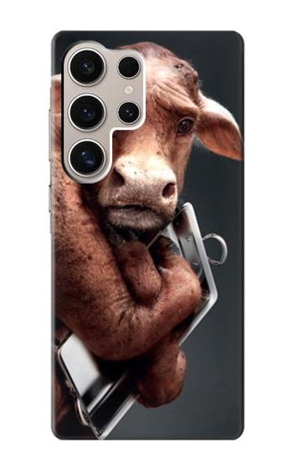 W1271 Crazy Cow Hard Case and Leather Flip Case For Samsung Galaxy S24 Ultra