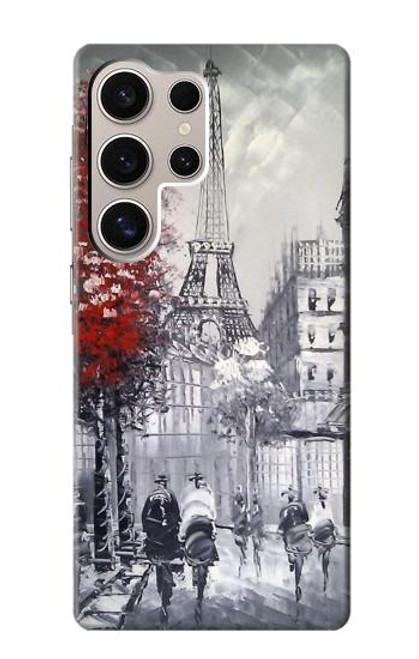 W1295 Eiffel Painting of Paris Hard Case and Leather Flip Case For Samsung Galaxy S24 Ultra