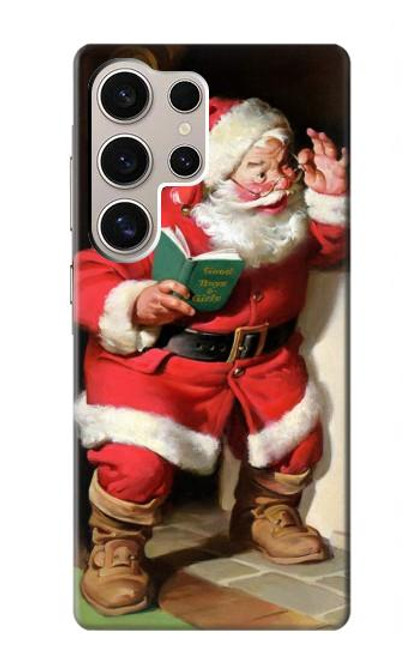 W1417 Santa Claus Merry Xmas Hard Case and Leather Flip Case For Samsung Galaxy S24 Ultra