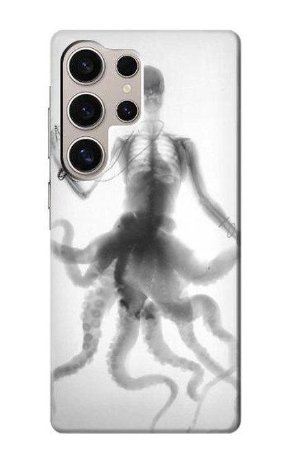 W1432 Skull Octopus X-ray Hard Case and Leather Flip Case For Samsung Galaxy S24 Ultra