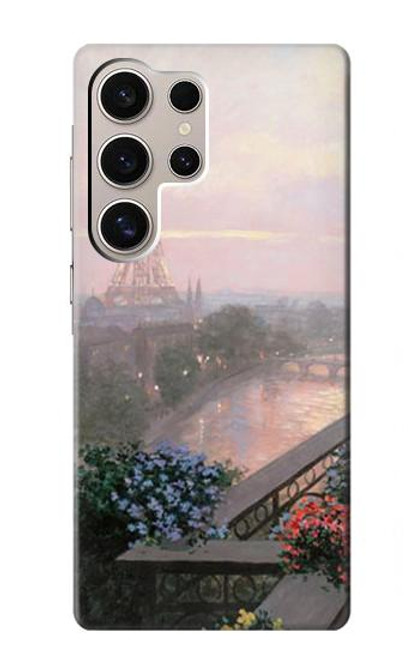 W1443 Terrace in Paris Eifel Hard Case and Leather Flip Case For Samsung Galaxy S24 Ultra