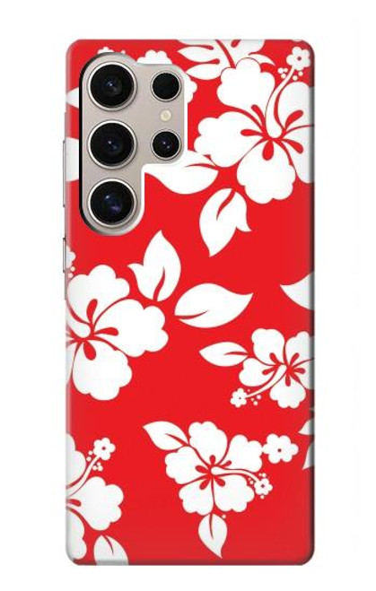 W1949 Hawaiian Hibiscus Pattern Hard Case and Leather Flip Case For Samsung Galaxy S24 Ultra