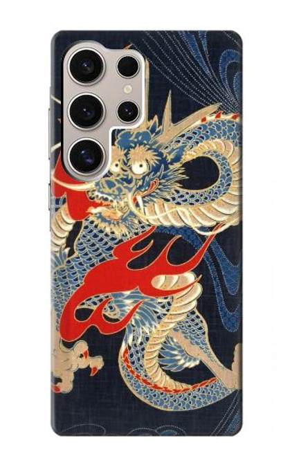 W2073 Japan Dragon Art Hard Case and Leather Flip Case For Samsung Galaxy S24 Ultra