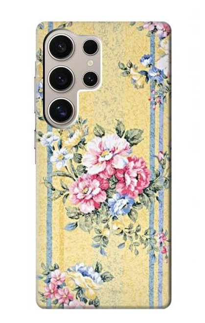 W2229 Vintage Flowers Hard Case and Leather Flip Case For Samsung Galaxy S24 Ultra