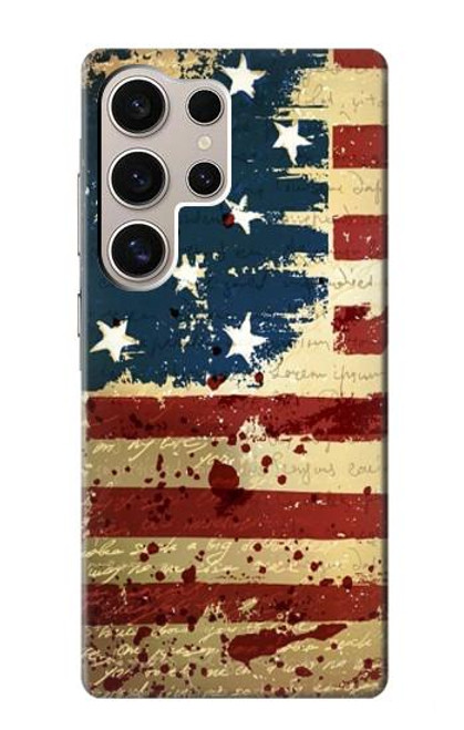 W2349 Old American Flag Hard Case and Leather Flip Case For Samsung Galaxy S24 Ultra